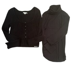 Bundle NWT Size M American Eagle Outfitters Sweater & Aerie Turtleneck  Neutral